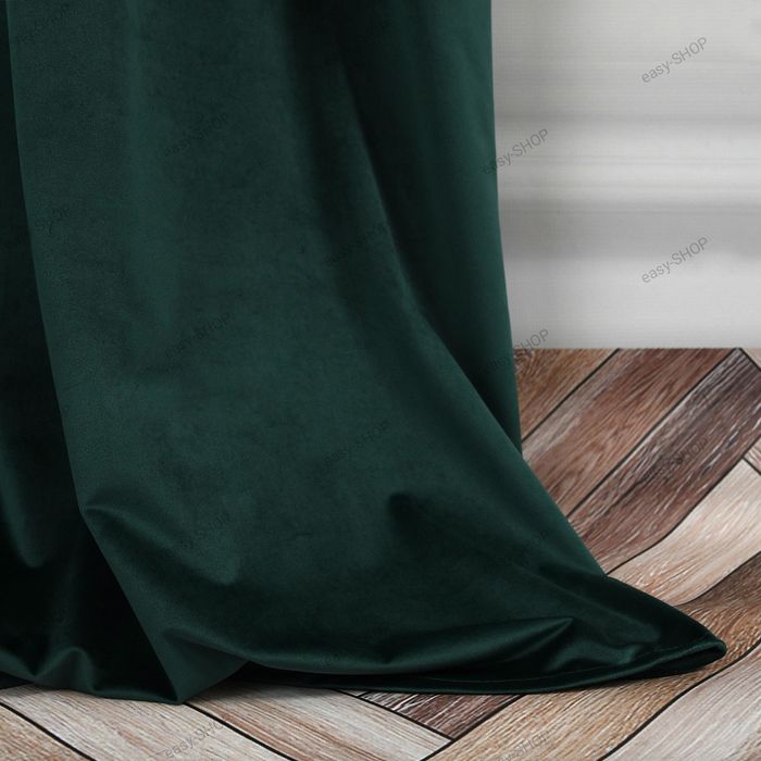 Komplet 2 zasłony welurowe zielony butelkowy