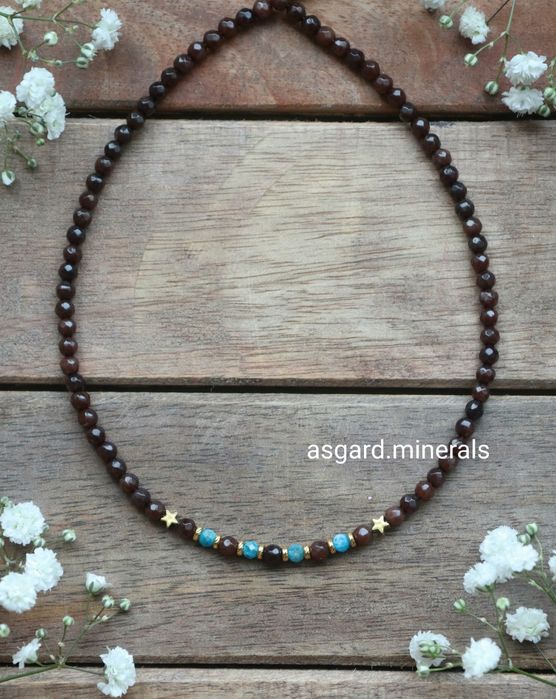 Naszyjnik amulet ochrony apatyt jadeit hematyt handmade
