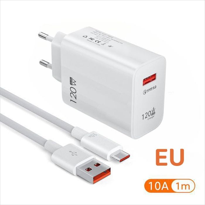 QC 3.0 Szybka ładowarka telefoniczna sieciowa USB 120W + 1m przewód