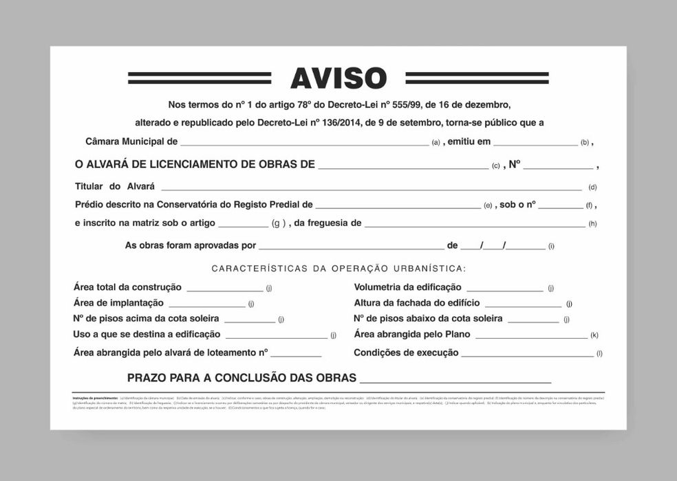 Aviso - Alvará de obras