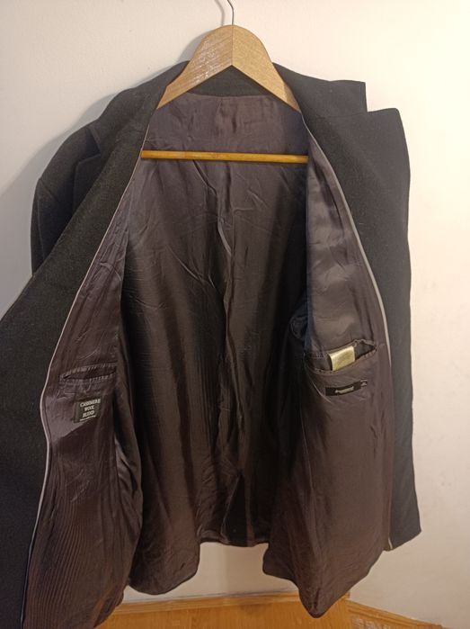 Czarny płaszcz męski Dressmann wełna kaszmir rozmiar 56