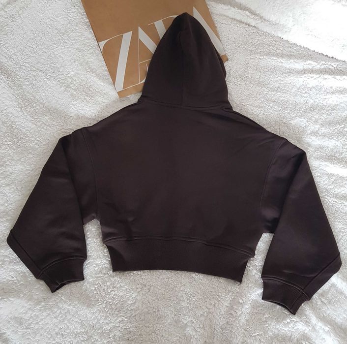 Brązowa, czekoladowa, bawełniana bluza zara
