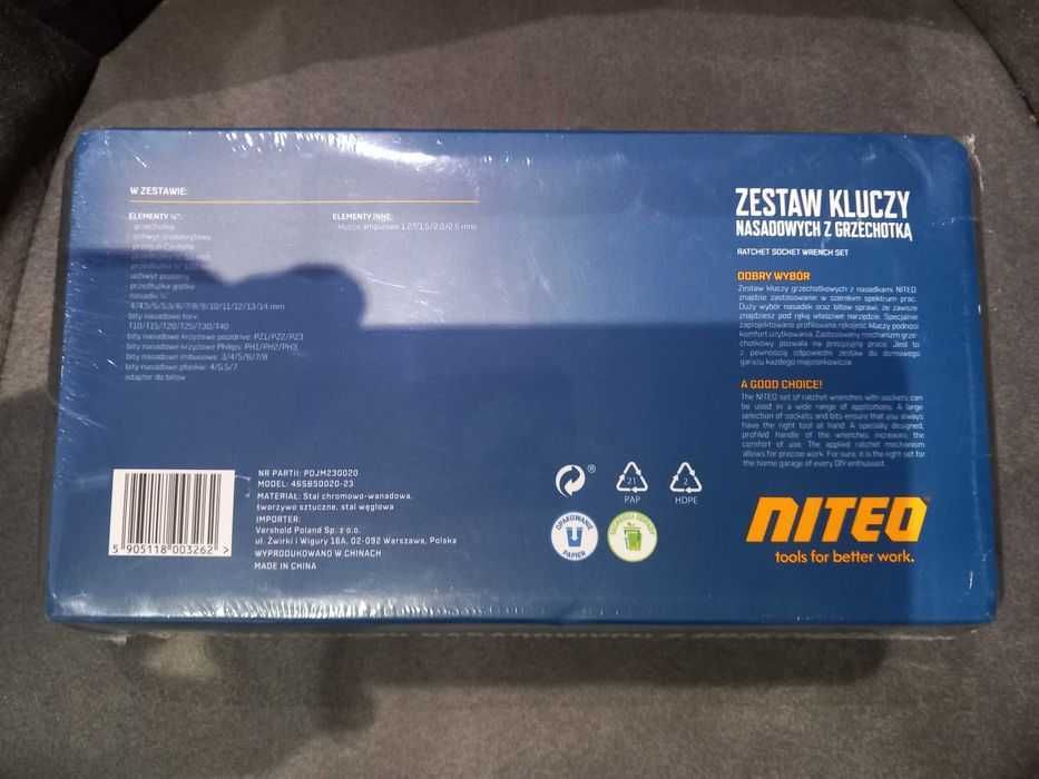 Zestaw kluczy nasadowych z grzechotką 46 elementów