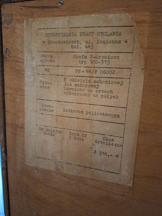 Szafa dwudrzwiowa PRL