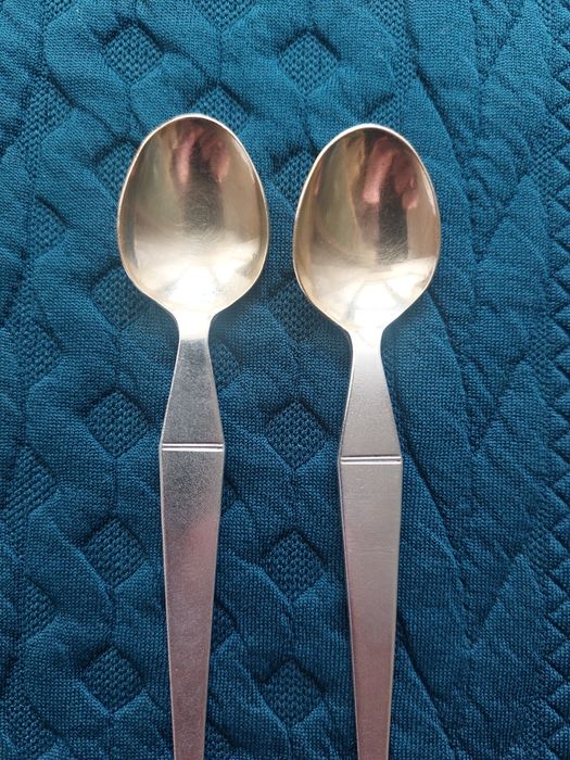 Кофейные ложки Серебро 875 , позолота, 82 гр.