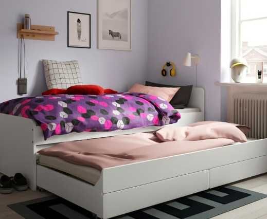Estrutura de cama SLÄKT IKEA c/ cama-gavetão + arrumação, branco, 90x200 cm - com 1 mês