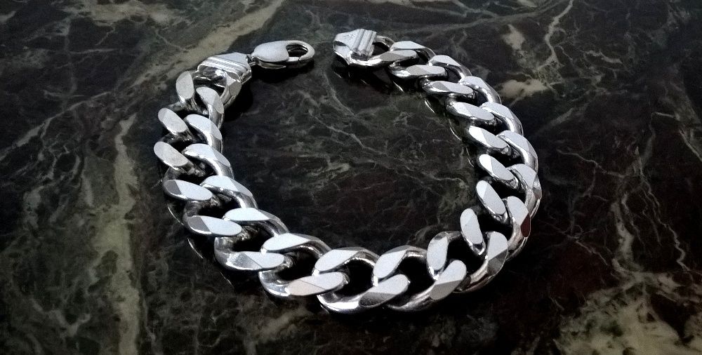 Srebrna bransoleta Pancerka  77,5 grama NOWA