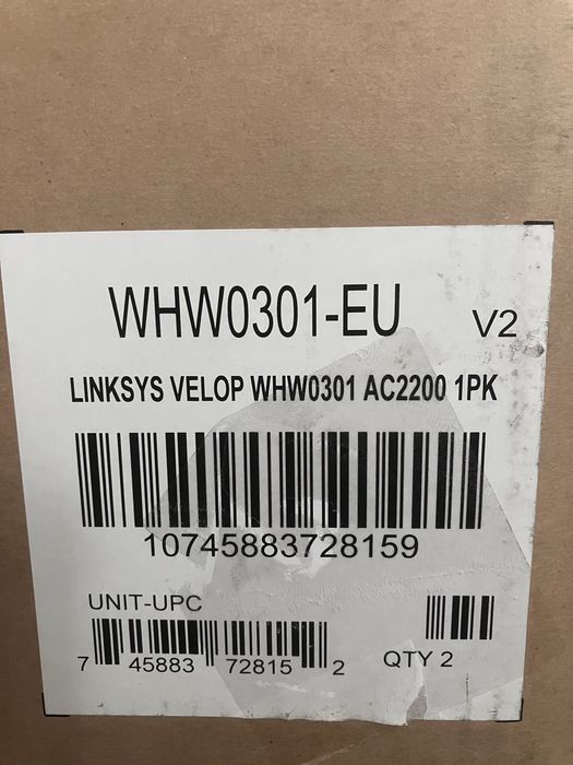 Mesh Wi-Fi роутер Linksys Velop WHW03 AC2200, комплект 2 шт