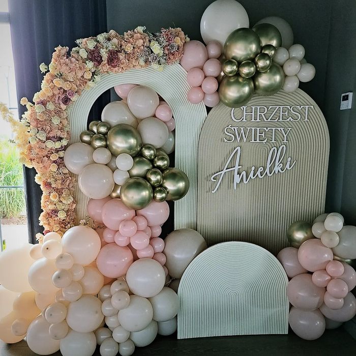 Ścianka balonowa na Komunię chrzciny roczek dekoracja balonowa