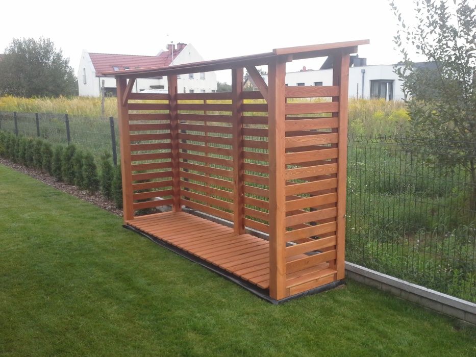 Drewutnia poszerzana 3,14 x 0,8m z dachem prostym jednospadowym
