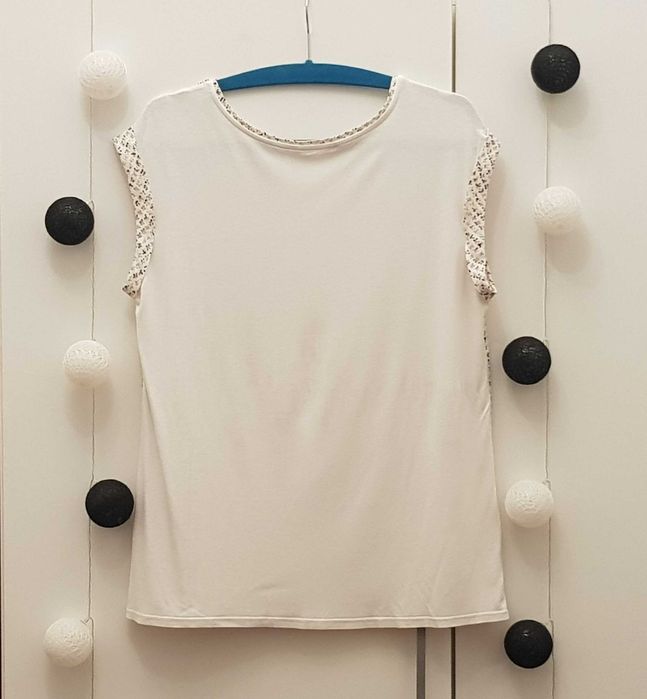 Wiosenno-letnia bluzka z łączonych materiałów Promod rozm. 40/42 L/XL