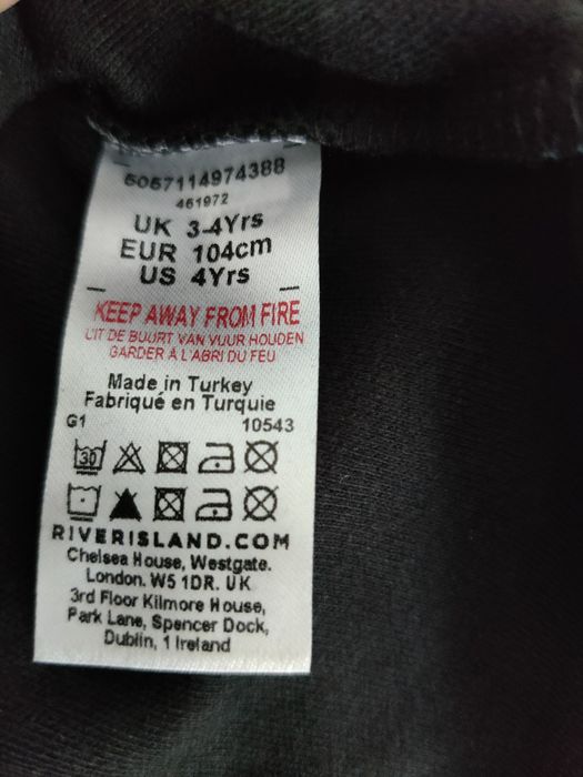 Nowy komplet dresowy dzieciecy czarny rover island 104 3-4lata