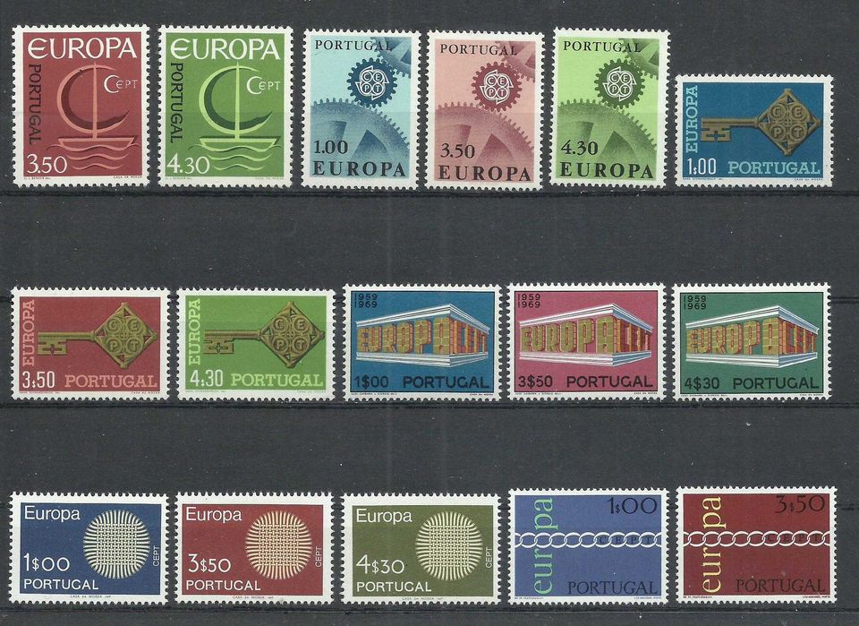 Selos portugueses – Séries completas EUROPA CEPT de 1960 a 1988