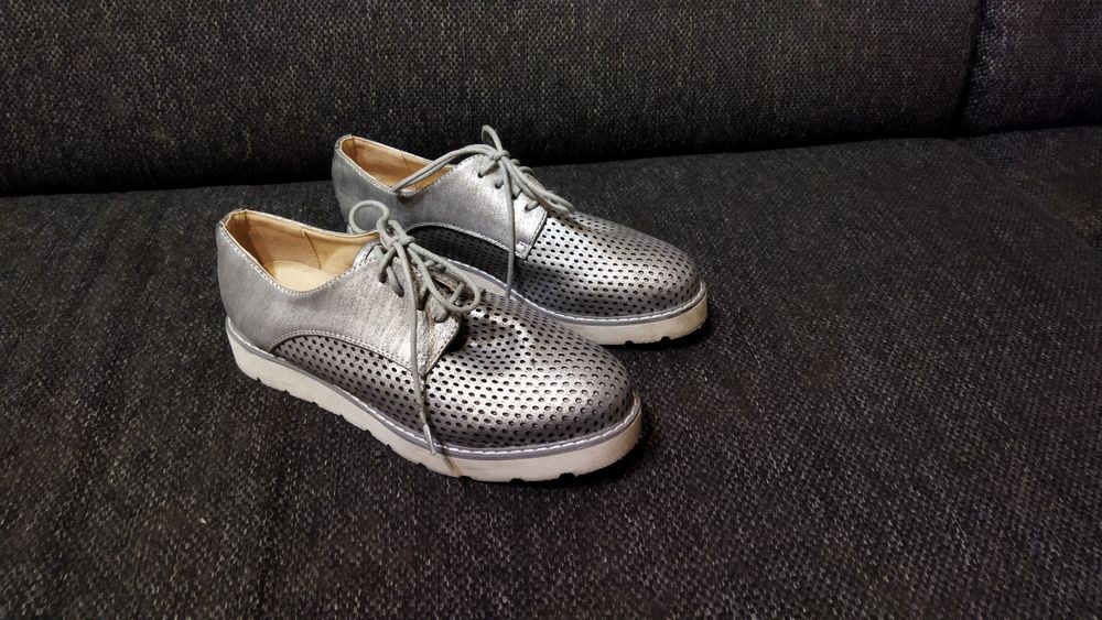 Buty półbuty srebrne damskie rozmiar 38
