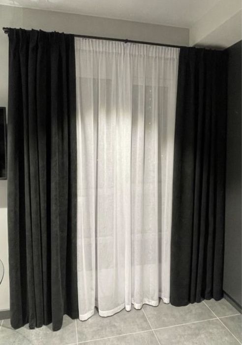 Черные шторы, Микровелюр черный