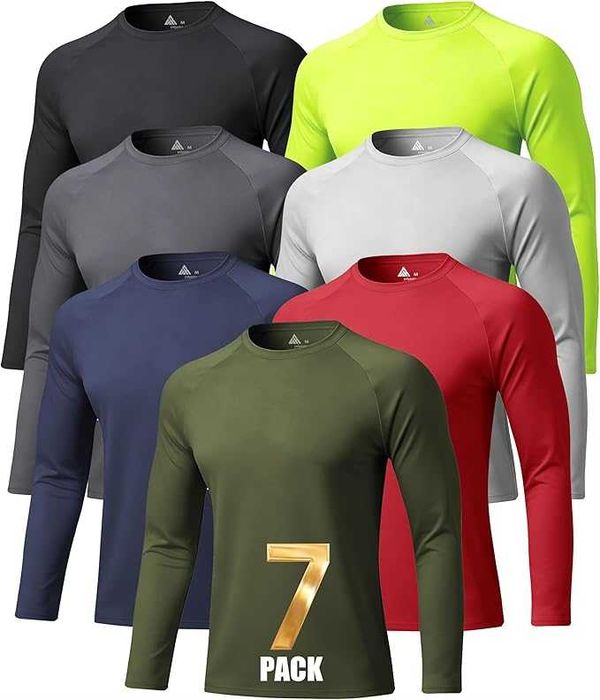 Camiseta masculina de manga comprida com proteção solar UPF 50+, secagem rápida e tecido leve, ideal para corrida e natação.