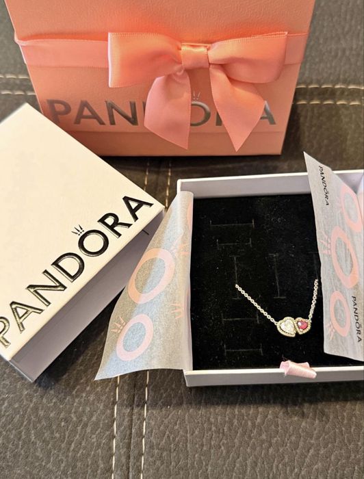 Naszyjnik srebrny damski Pandora Dwa Serca