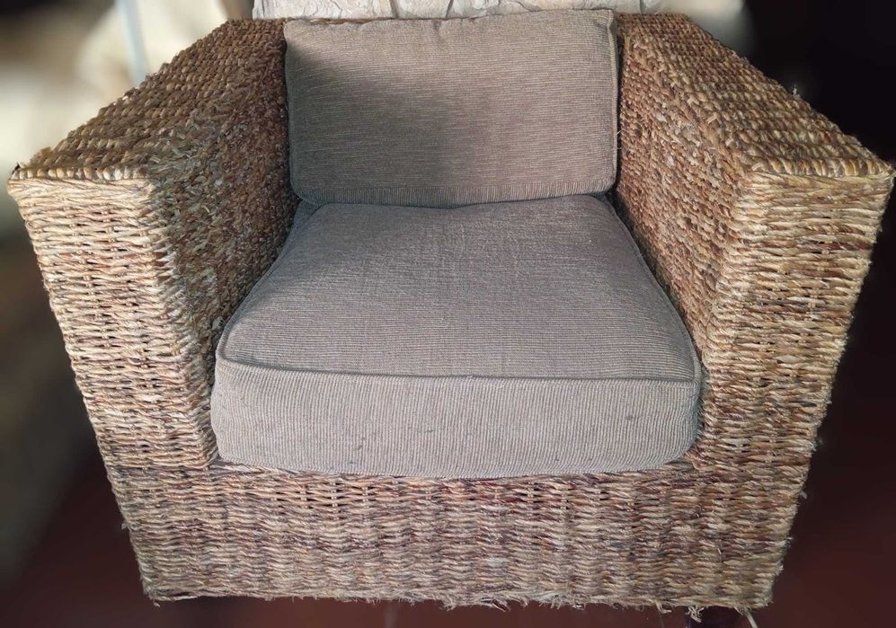 Conjunto Poltronas + Mesas Jardim Fibra Natural