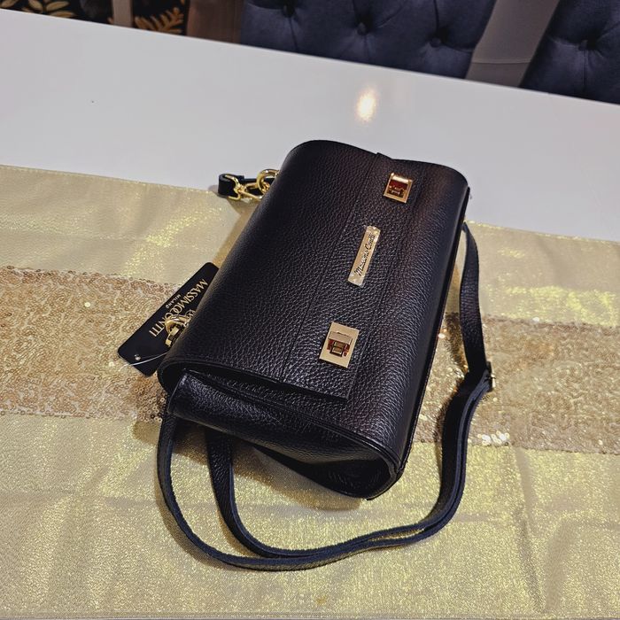 Torebka listonoszka Massimo Contti skóra naturalna na ramię czarny