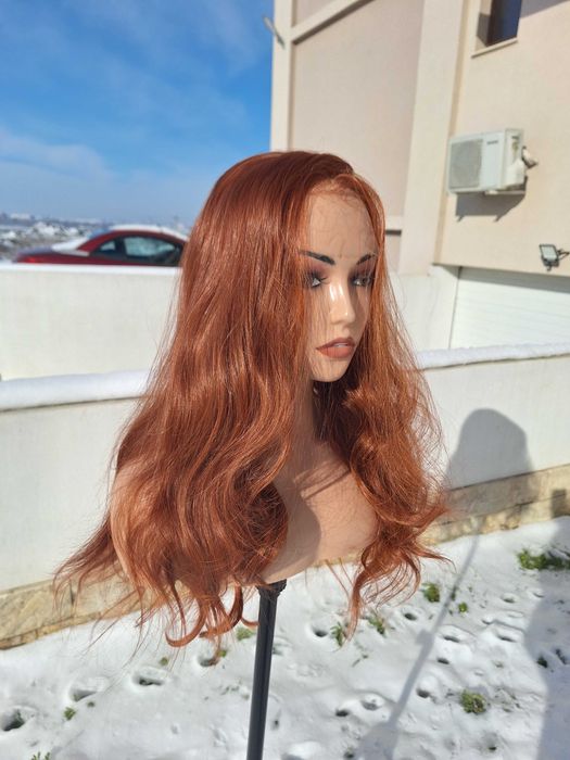 Peruka Kręcona Długa Ruda Na Koronkowej Siatce Lace Front Wig