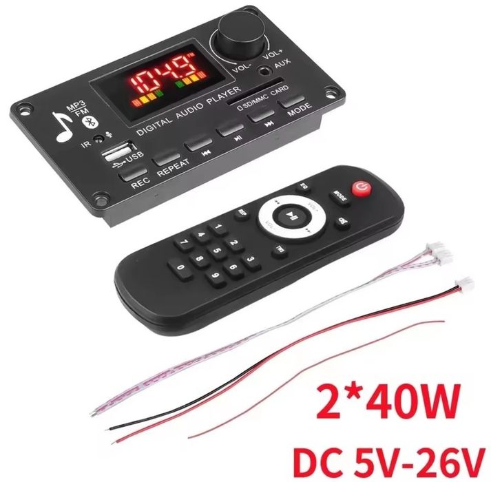 Bluetooth MP3 модуль-декодер JQ-D009BT-A1.0 з підсилювачем 2×40 Вт (80 Вт) DC 5V-26V