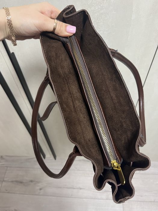 Трендова замшева коричнева шоколадна сумка