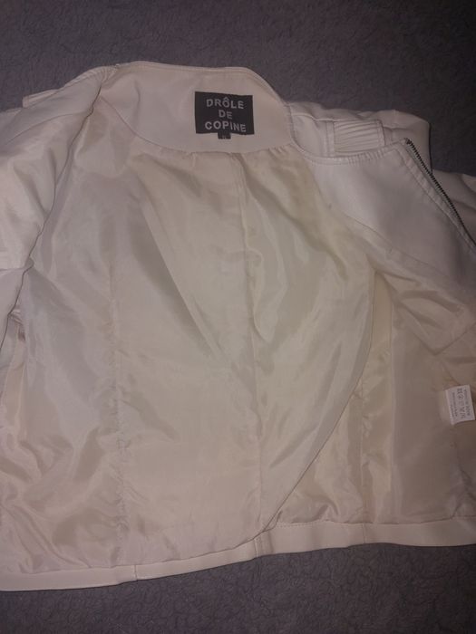 Kurtka ram9neska dziewczęca damska S ecru skóra ekologiczna