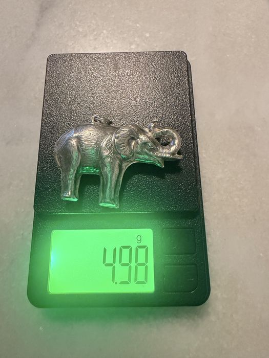 Pêndulo em prata para fio - elefante- peso, 4,98gr