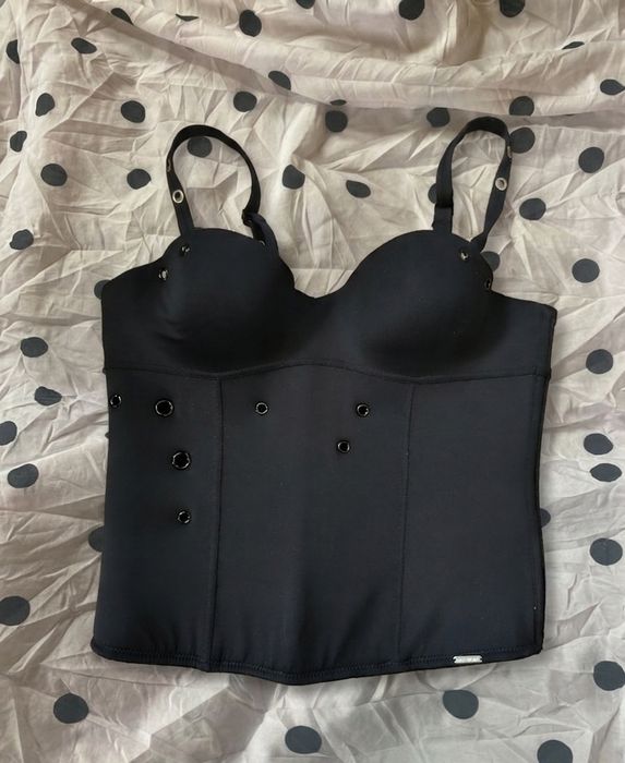 Майка топ корсет зипка чёрная кофта coquette dollskill juicy couture killstar buffalo demonia new rock bimbo swear vintage fashion y2k лолита винтаж