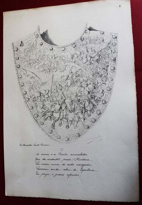 Rainha D. Amélia desenho gorjeira cenas de batalha 1896 Mes Dessins