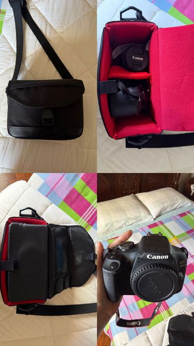 Canon EOS 2000d + objetiva EF-S 18-55mm f/3.5-5.6 III + mala