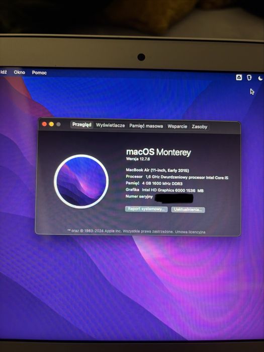 Macbook Air 11,6 rok 2015 dysk 128ssd 4gb ram. Idealny.