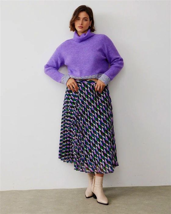 solejka ,,Oliver Bonas"  plisowana midi spódnica wzór 36/S  UK 8