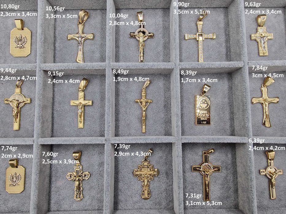 Krzyż 17,02gr złoto próby 585