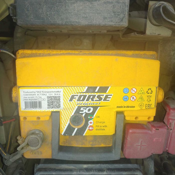 Аккумулятор автомобильный, 50а/ч, FORSE, б/у