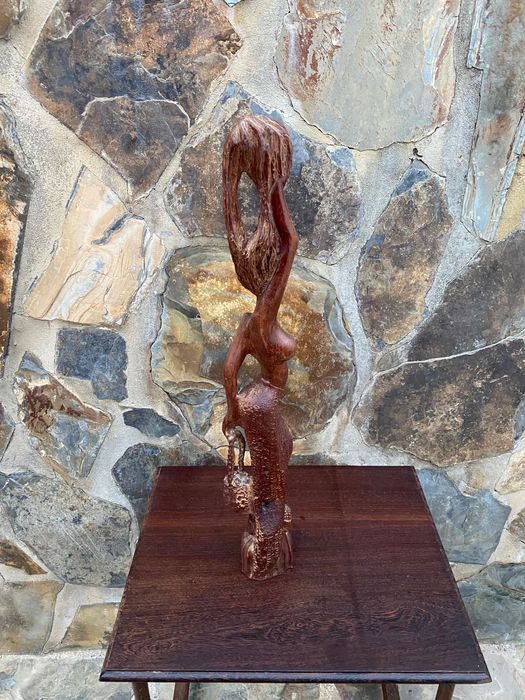 Escultura tribal Cabinda Anos 60 Madeira exótica África 59 cm