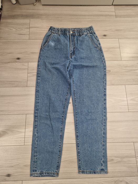 Jeansy baggy średni wysoki stan spodnie
