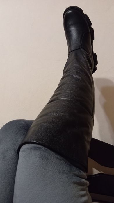 Сапожки 25 см шкіряні зимові ботфорди жін 40 розм