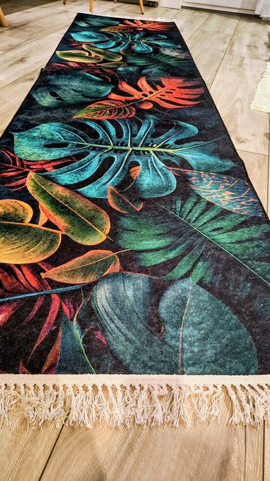 Chodnik Nowy Dywan liście  antypoślizgowe 80x300cm