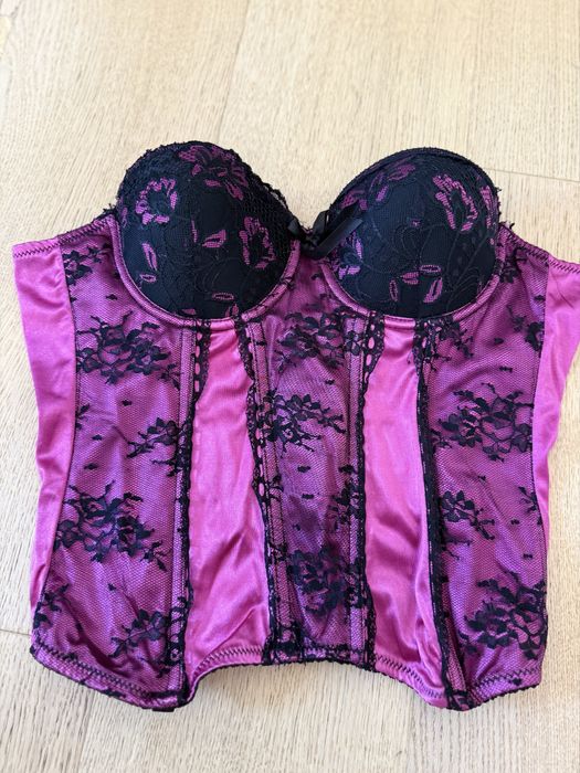Gorset różowo-czarny