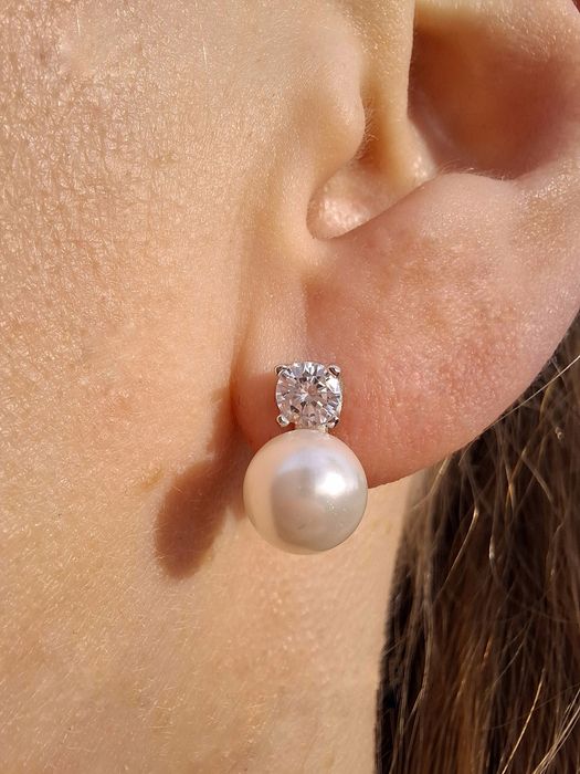 Срібні сережки з перлинами , 925 проба , с