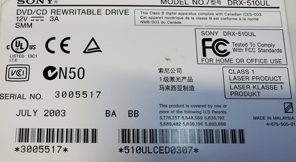 Leitor DVD/CD SONY exterior para PC/Portatil