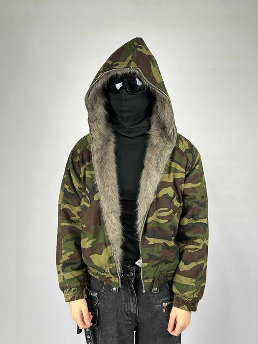 Бомбер дутий камо с мехом куртка курточка пуховик мех MA-1 аляска