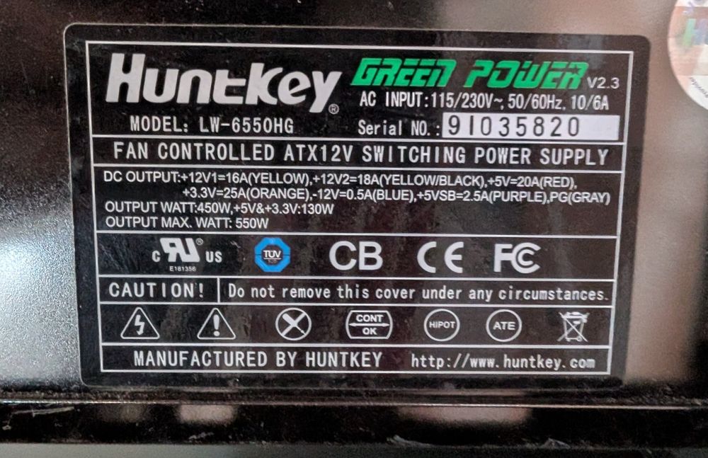 Блок живлення Huntkey LW-6550HG