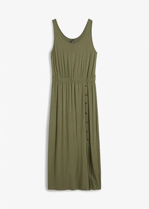 B.P.C sukienka midi z guzikami khaki z wiskozy 48/50.