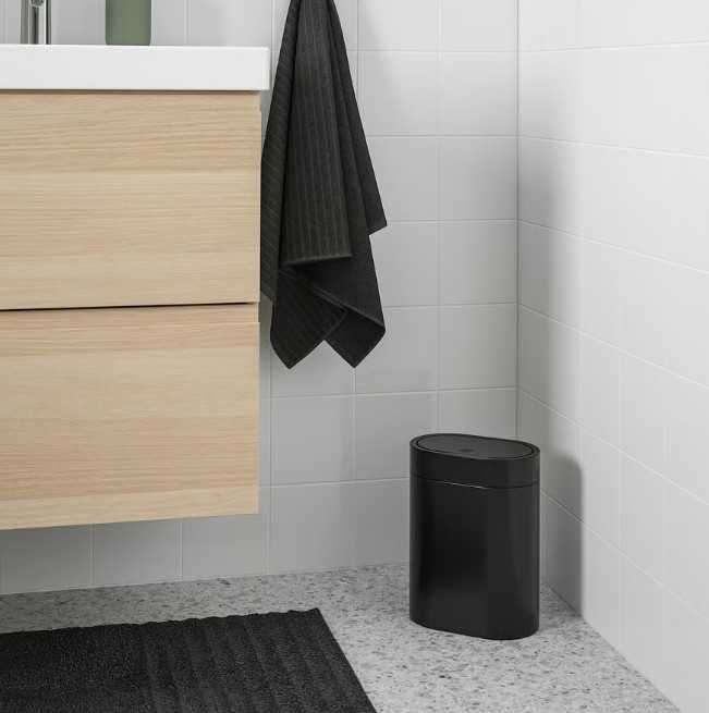 Caixote do lixo IKEA BROGRUND 4L – Preto, com tampa de pressão, Novo