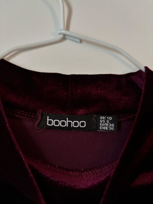 Bluzka Boohoo welurowa aksamitna