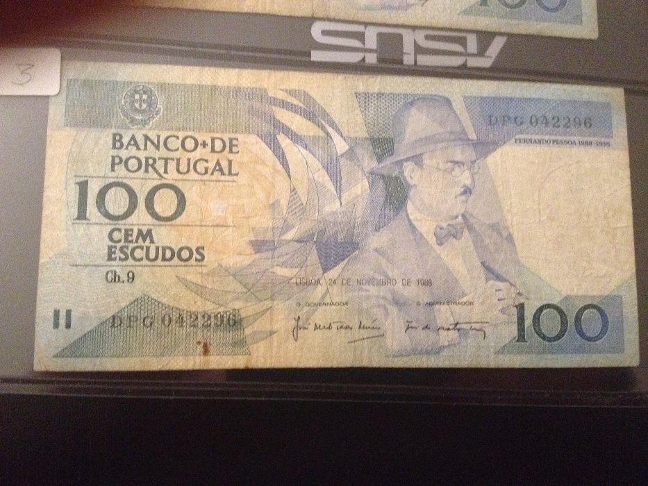 FERNANDO PESSOA 100$00 de 24 Novembro de 1988. Bem Conservada