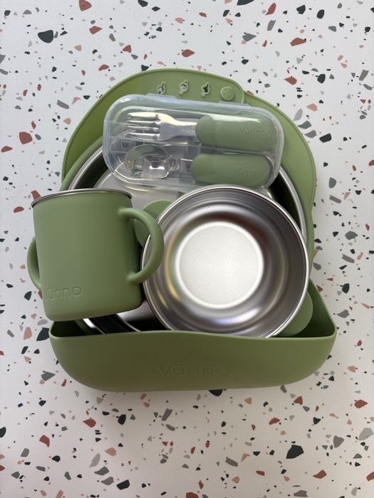 Conjunto de Alimentação Infantil em Silicone e Aço Inoxidável