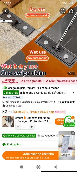 Balde e mopa de lavagem e secagem